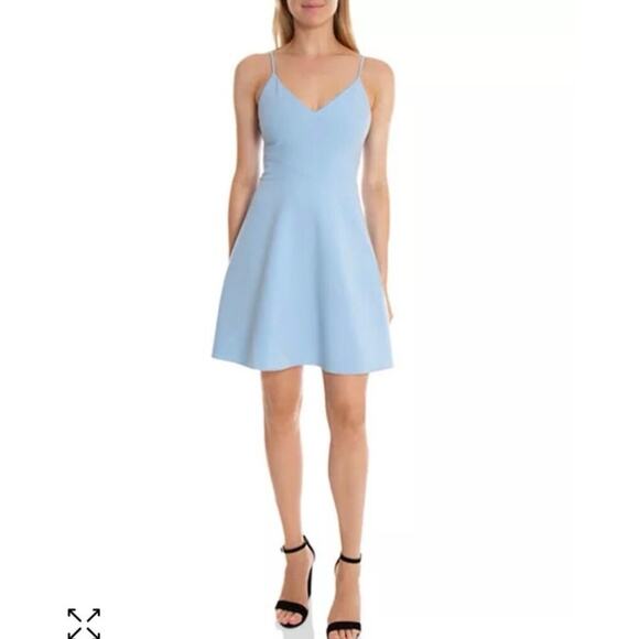 Likely Austin Strappy Fit and Flare Sleeveless Mini Party Dress Light Blue EUC 8 - Picture 1 of 8